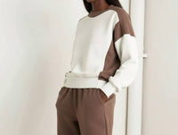 FLYING TOMATO Kendra Knit Pullover in oatmeal brown - women's sweater - detail view