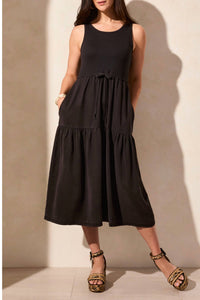 Tribal - Mixmedia Sleeveless Boat Neck Maxi Dress