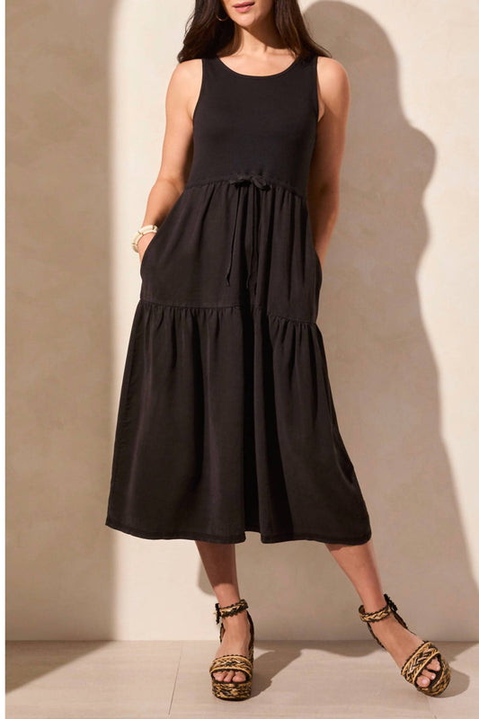 Tribal - Mixmedia Sleeveless Boat Neck Maxi Dress