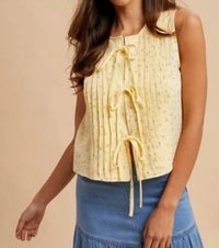 Anniewear - Ditsy Floral Cotton Blouse With Front Tie
