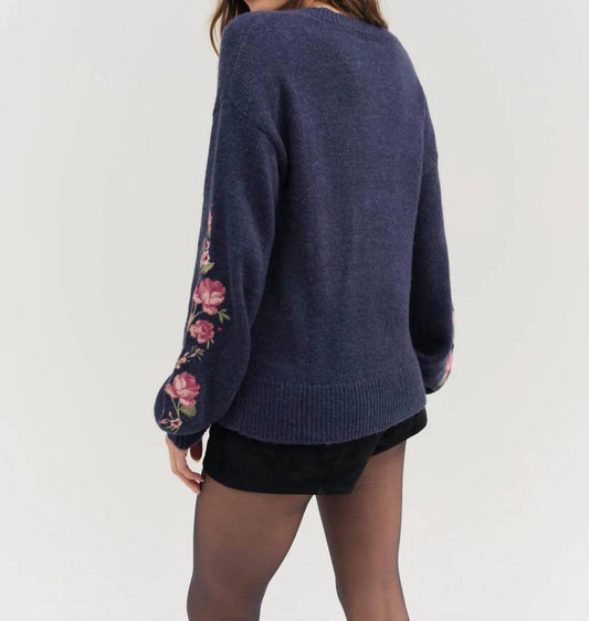 For Love & Lemons - Molly Embroidered V-neck Sweater