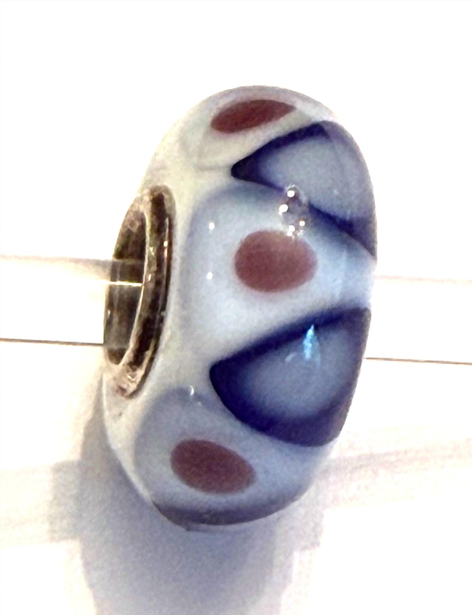Trollbeads Women's Universal Bead Charm in unique white with brown navy blue - women's jewelry