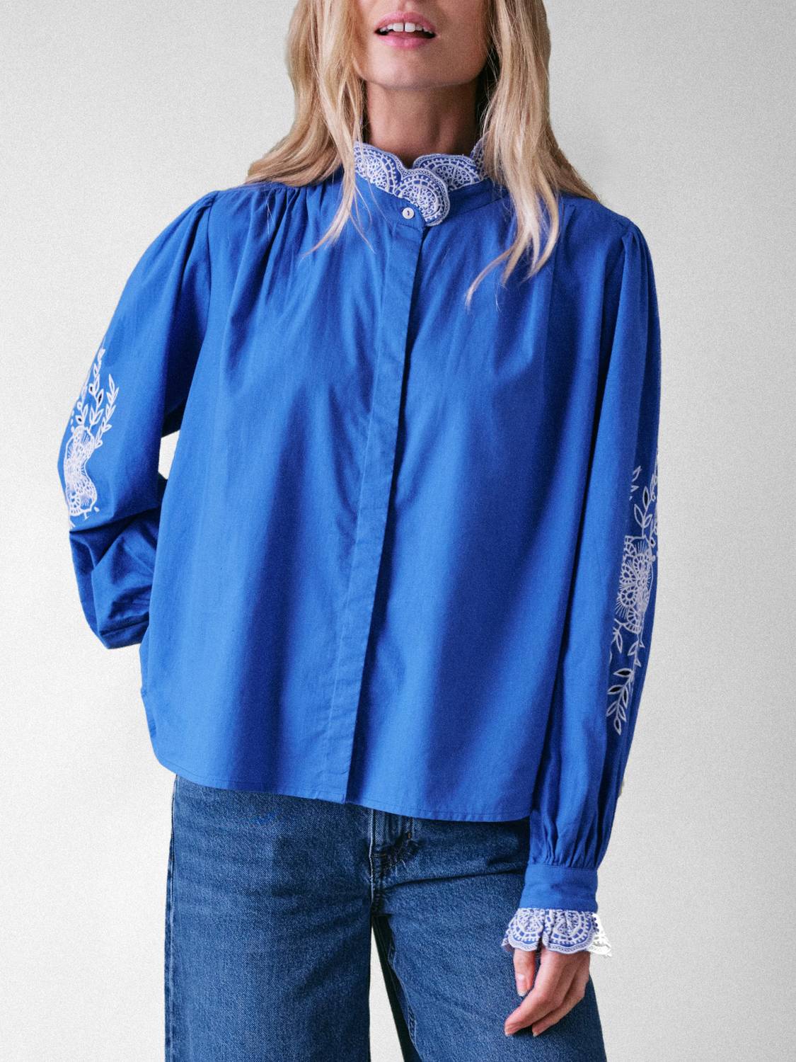 Cape Cove - Jewel Trim Cotton Carla Blouse