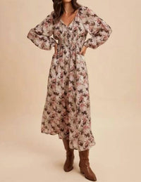 In-Loom - Women's Romantic Floral Smocked Dress