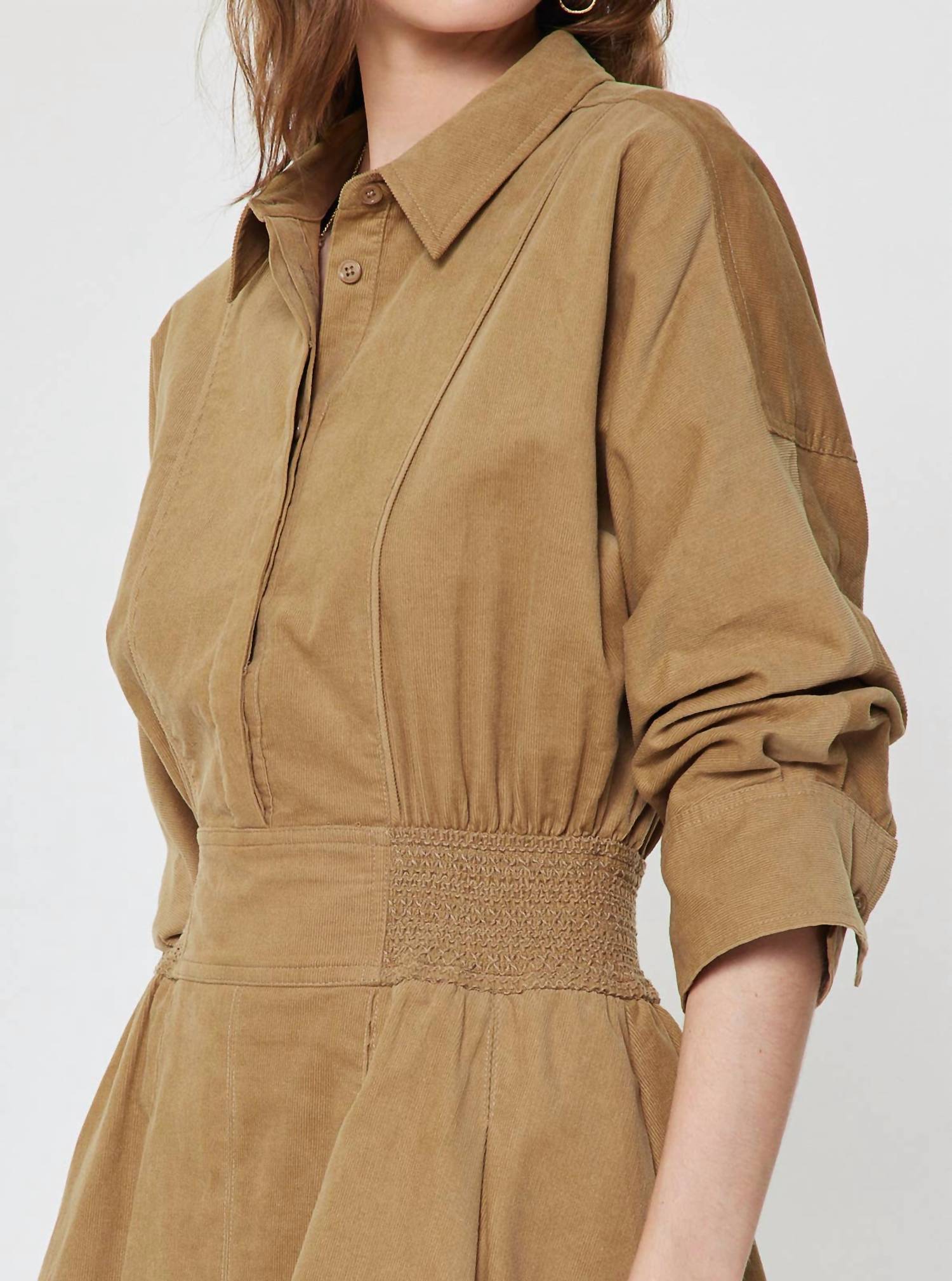 Current Air - Corduroy Flared Mini Shirt Dress