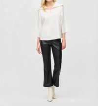 Joseph Ribkoff - Leatherette Flared Pull-On Pants