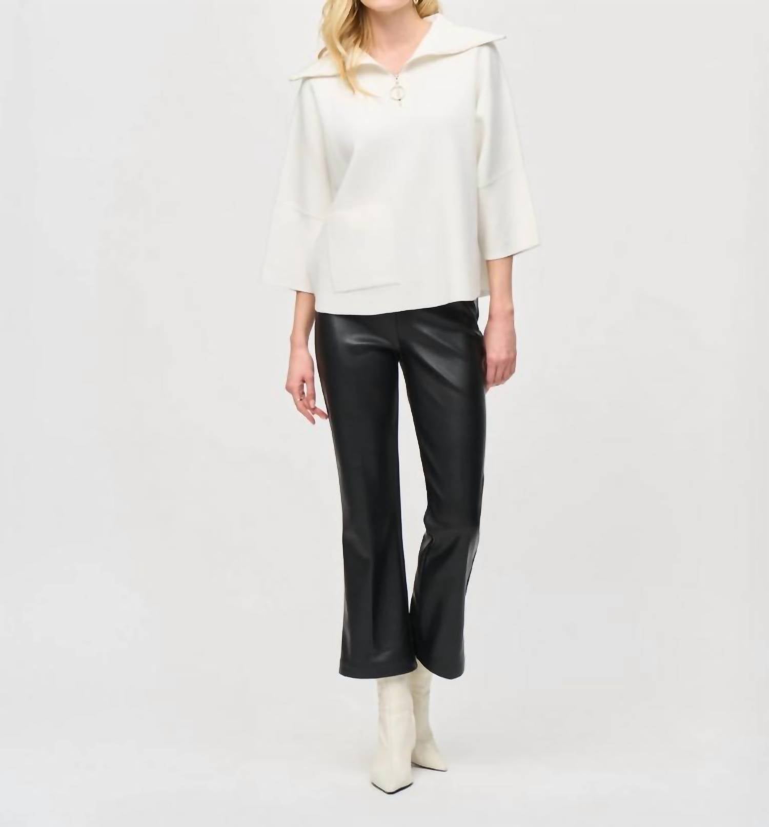 Joseph Ribkoff - Leatherette Flared Pull-On Pants
