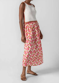 Lilla P - Cleo Shirred Elastic Waist Midi Skirt