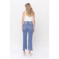 Flying Monkey - Norah High Rise Frayed Hem Straight Jeans