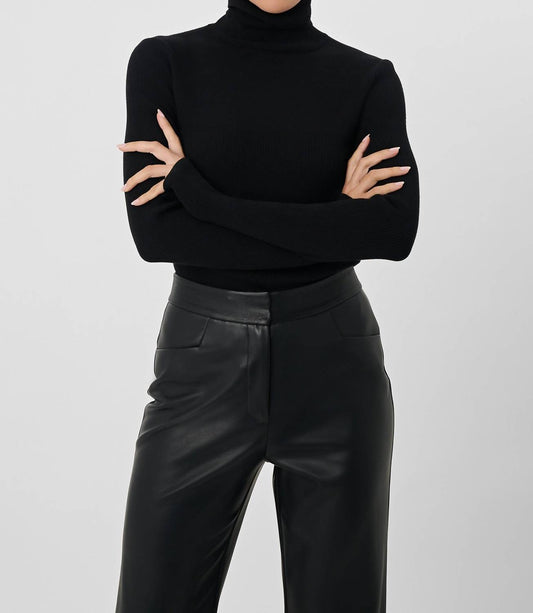 Toccin - Valeria Long Sleeve Mixed Rib Turtleneck Top