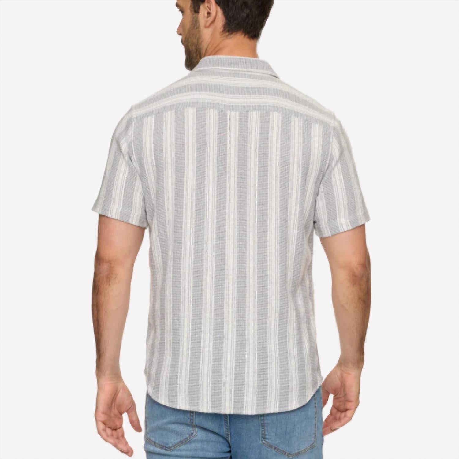 Flags & Anthem - Hutchins Short Sleeve Textured Stripe Shirt