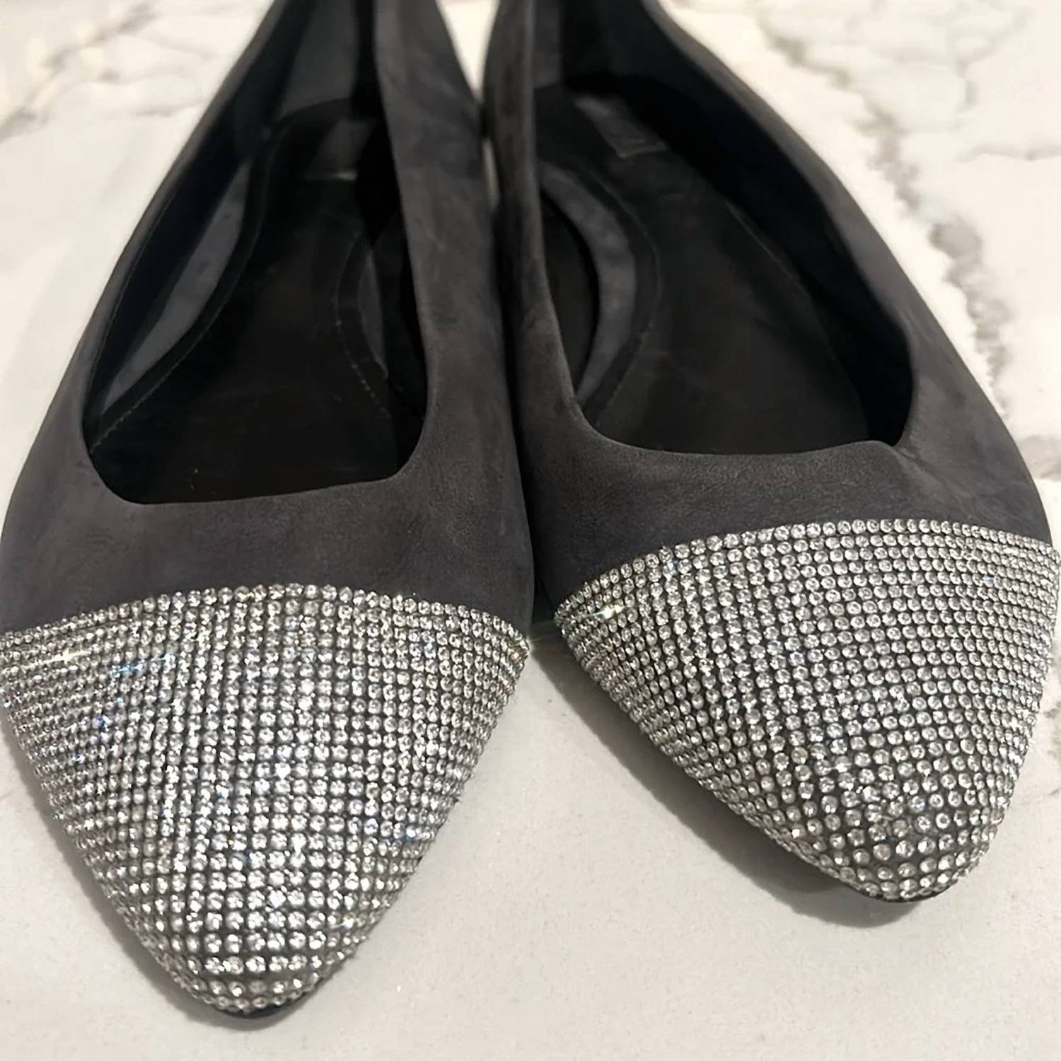 Schutz - Women’s Gemma Pointed Toe With Diamonds Ballet Flats