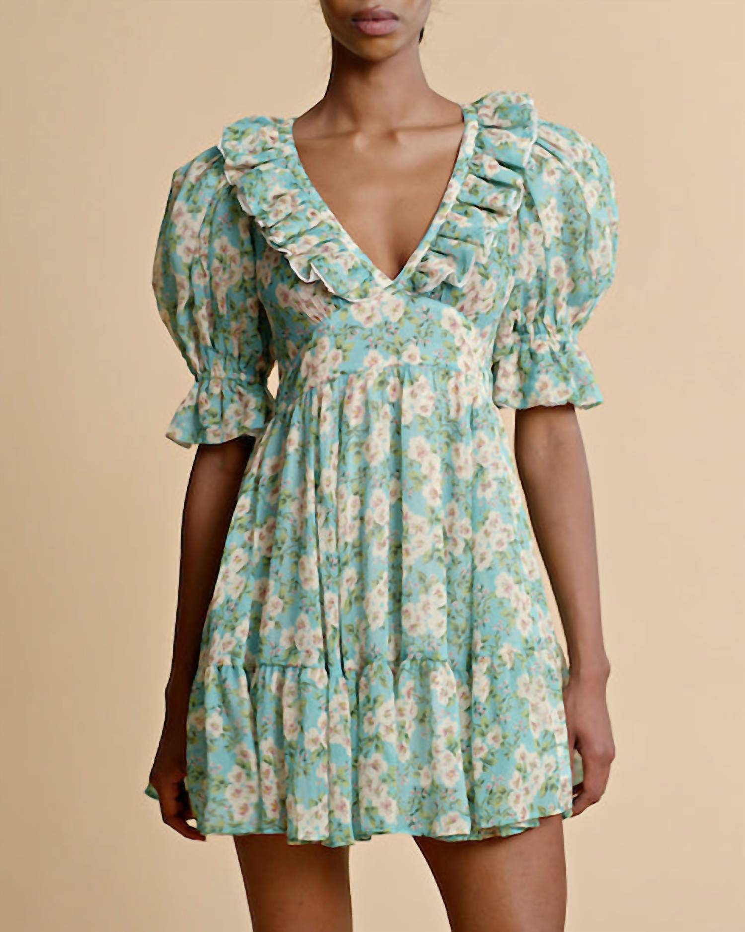 byTiMo Women's Chiffon Puff-Sleeve Mini Dress in New York Blossom