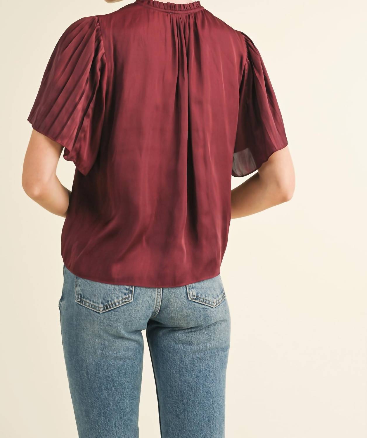 RESET by Jane Luisa Top in wine - women's blouse - detail view