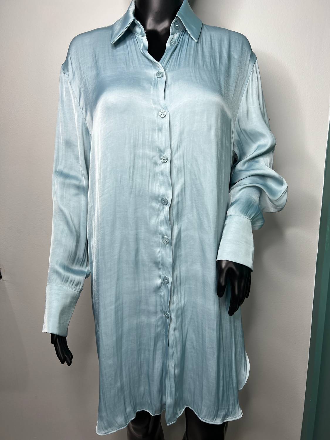 Glam - Silky Long Button Down Shirt