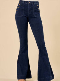 Saints & Hearts - Western Denim Flares With Side Buttons