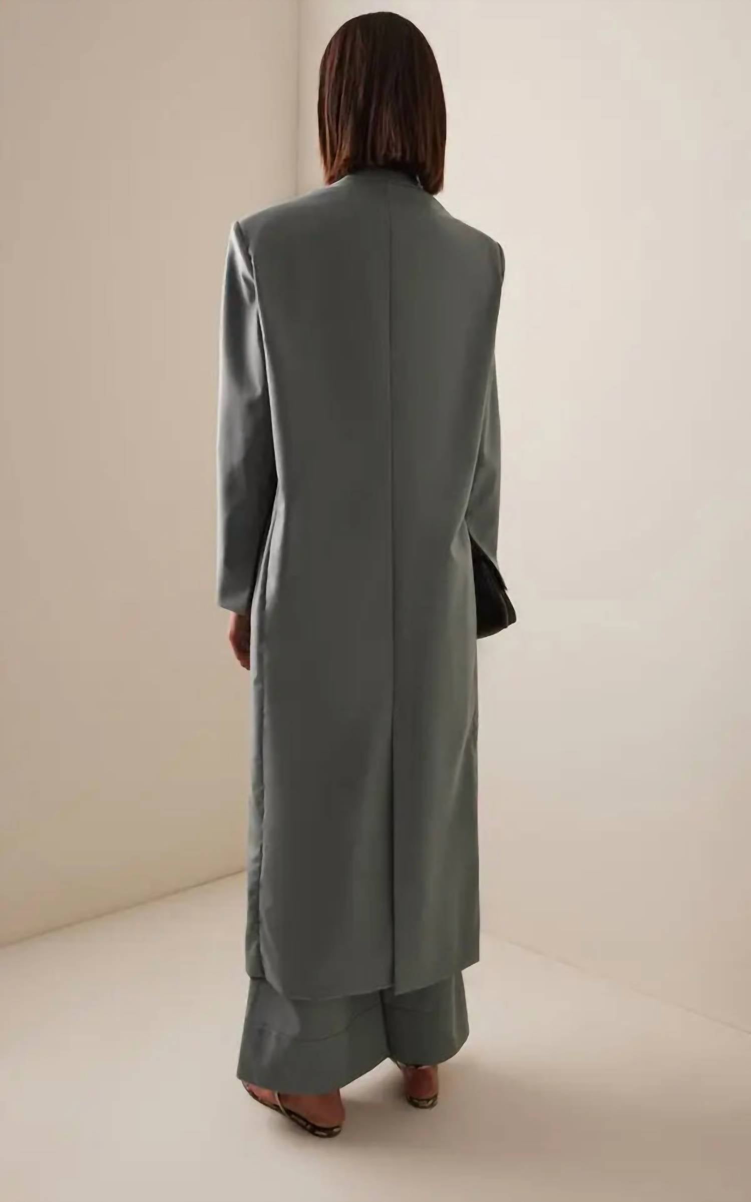 Sloan - Summer Wool Long Collarless Coat