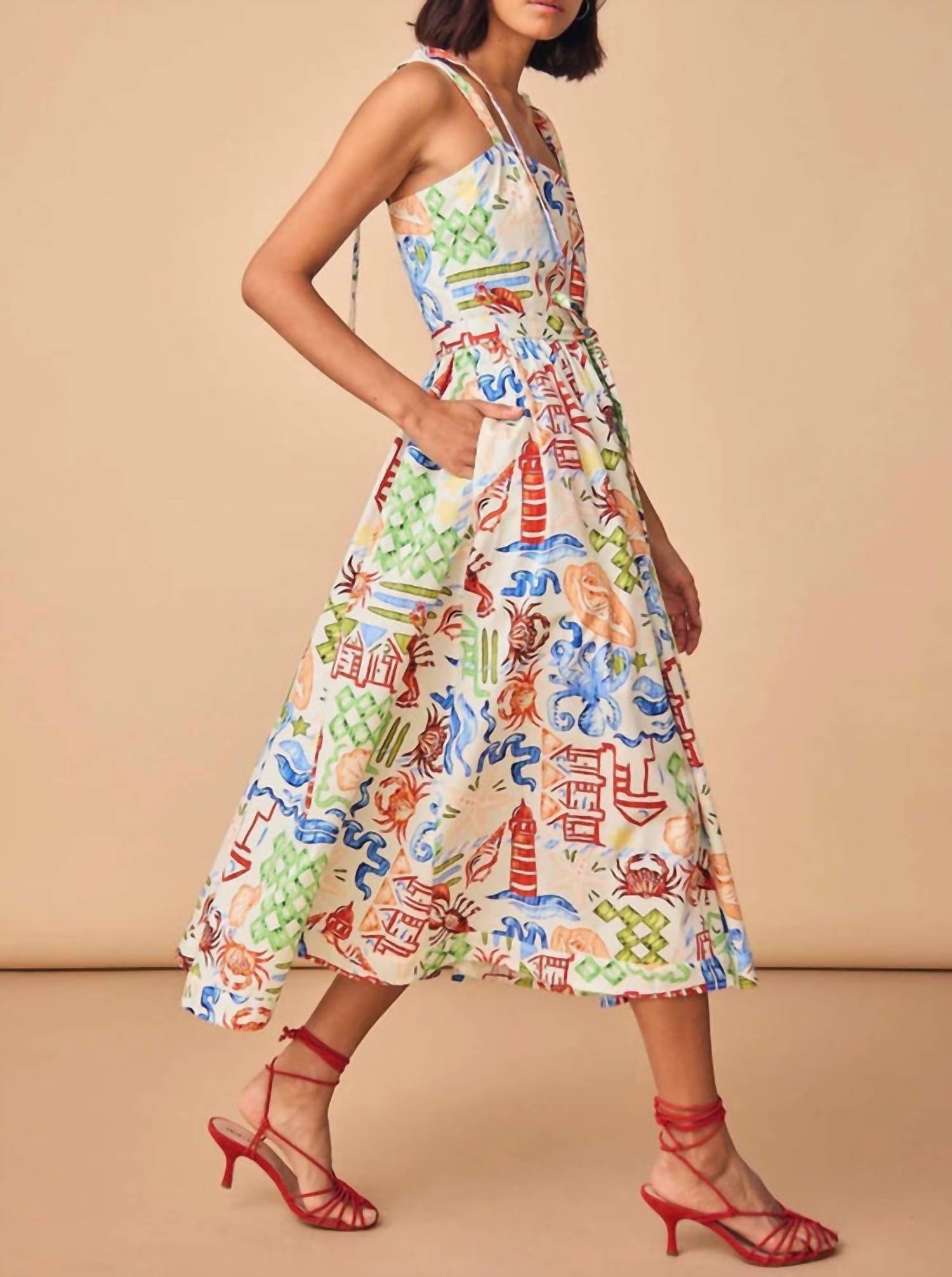 HUNTER BELL Quincy Midi Dress in surfside - women's dress
