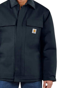 carhartt Firm Duck Insulated Traditional Coat in dark navy - men's jacket - detail view