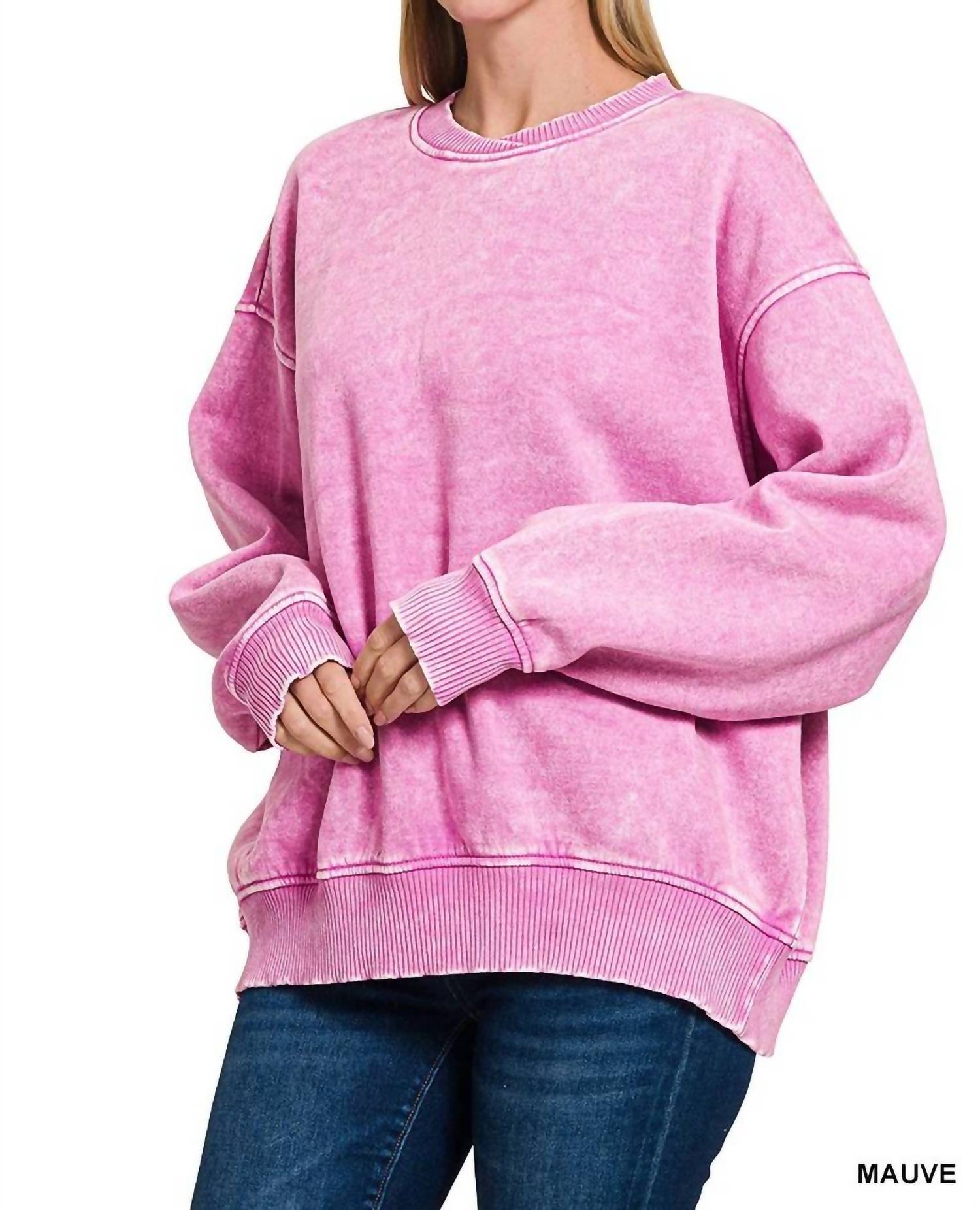 Zenana - Acid Wash Oversized Sweatshirt