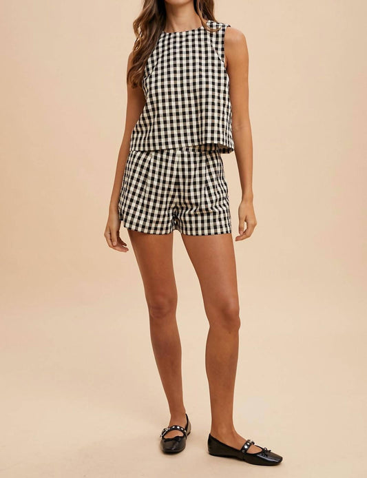 Anniewear - Gingham Check Tank And Short Set