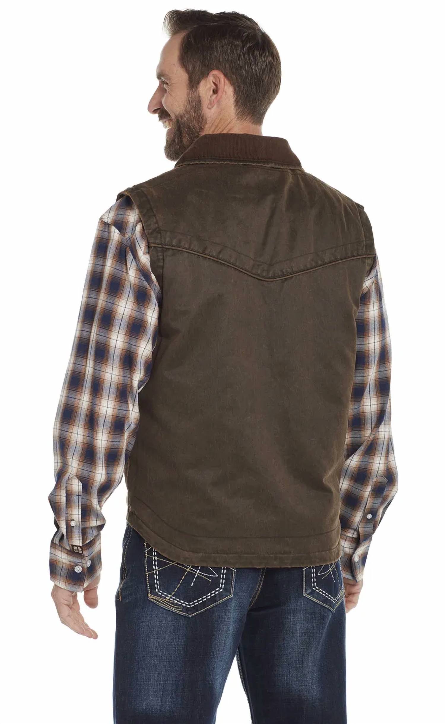 Cripple Creek - Men's Enzyme Washed Zip Front Open-bottom Vest