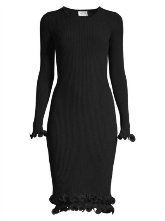 Women's Wired Edge Long Sleeve Ribbed Fitted Bodycon Dress