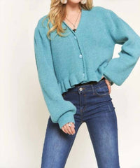 Adora - Puff Sleeve Button Down Sweater Cardigan