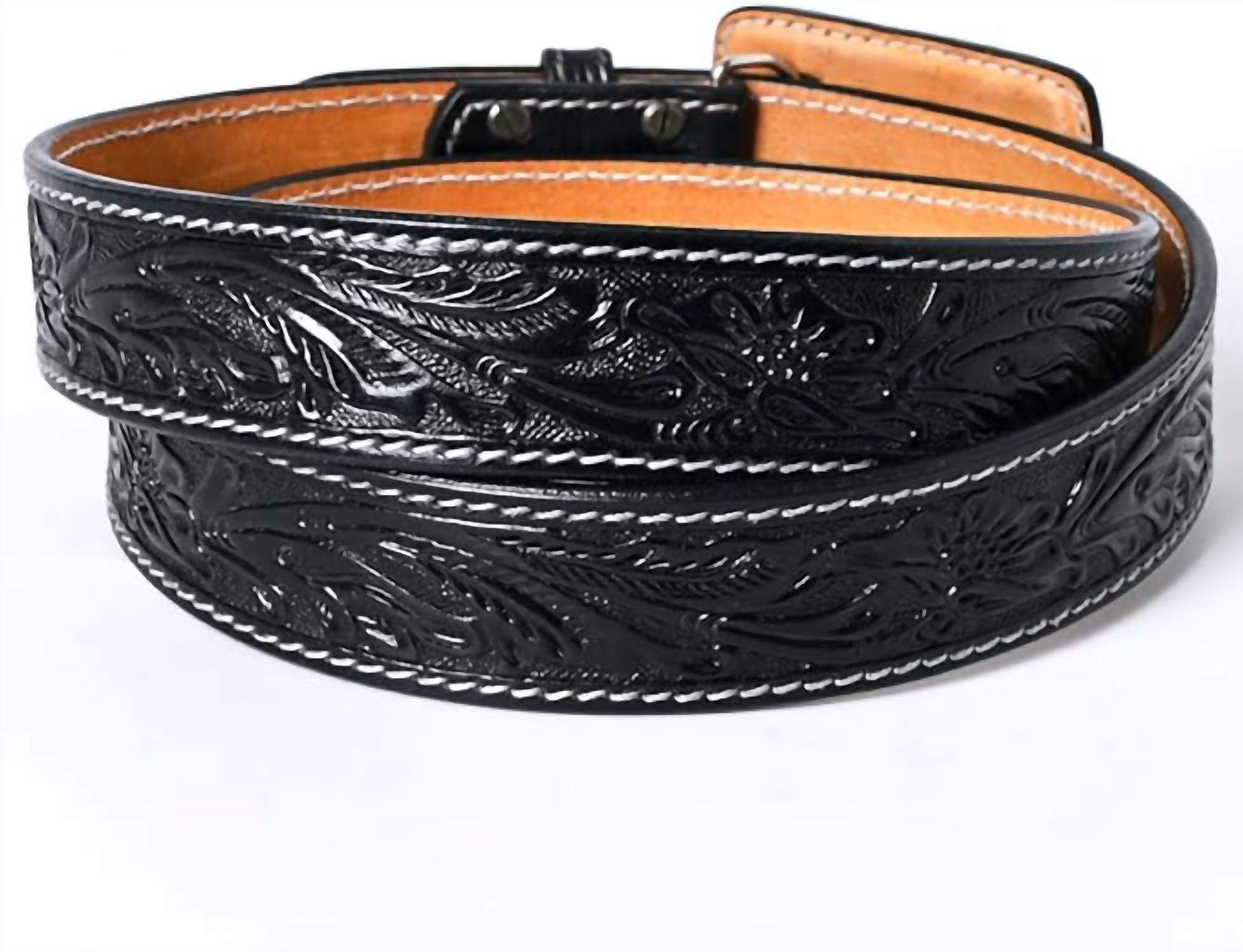 American Darling Women's Tooled Leather Western Belt in black - women's accessory - alternate view