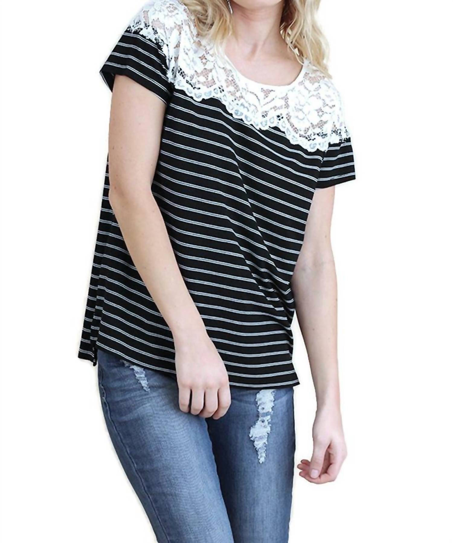 Umgee - Striped & Lace Top