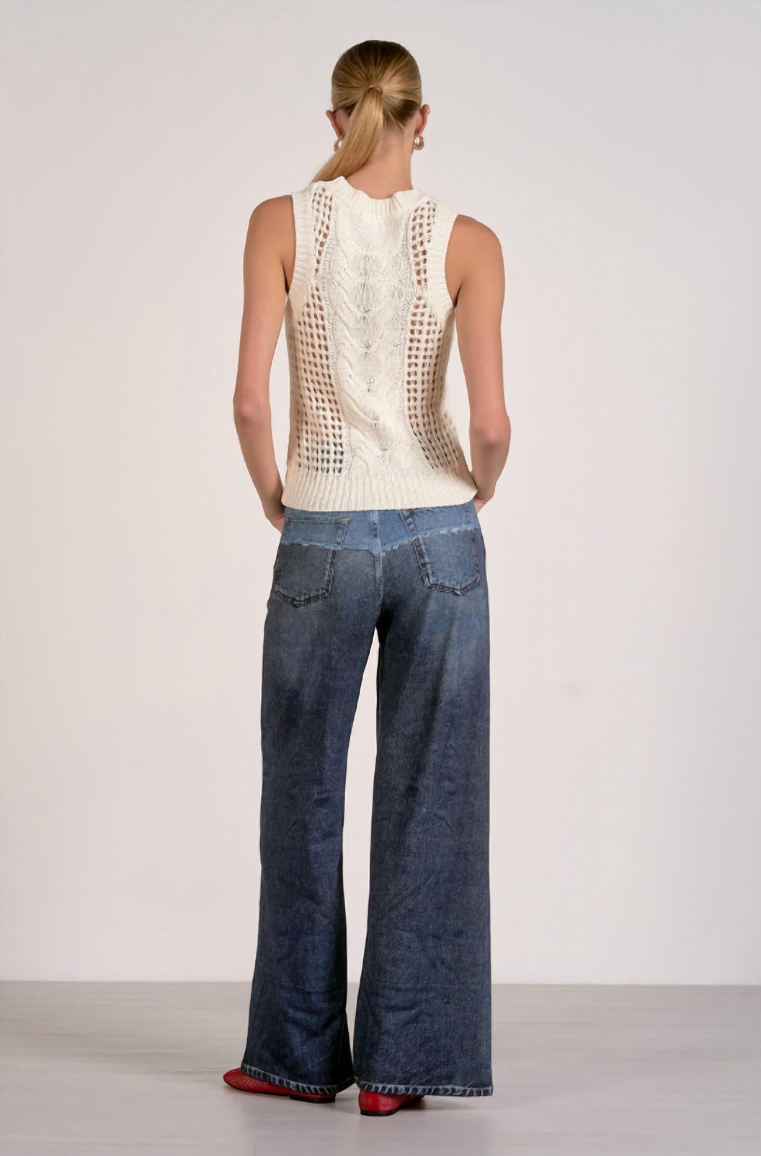 Elan - Open Knit Sleeveless Sweater Tank
