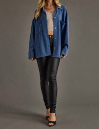 Panache Apparel Keira Super Soft Button Up Shirt in dark blue - women's shirt - view 4