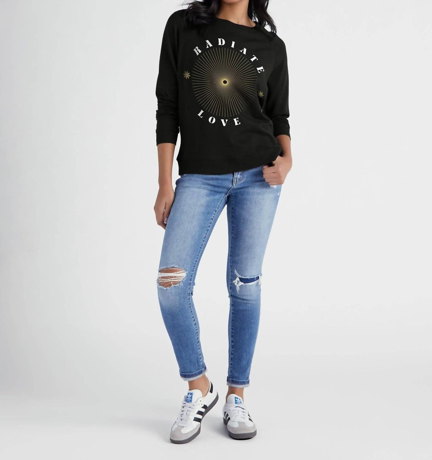 Seventy Eight And Sunny - Radiate Love Hacci Graphic Crew Sweatshirt
