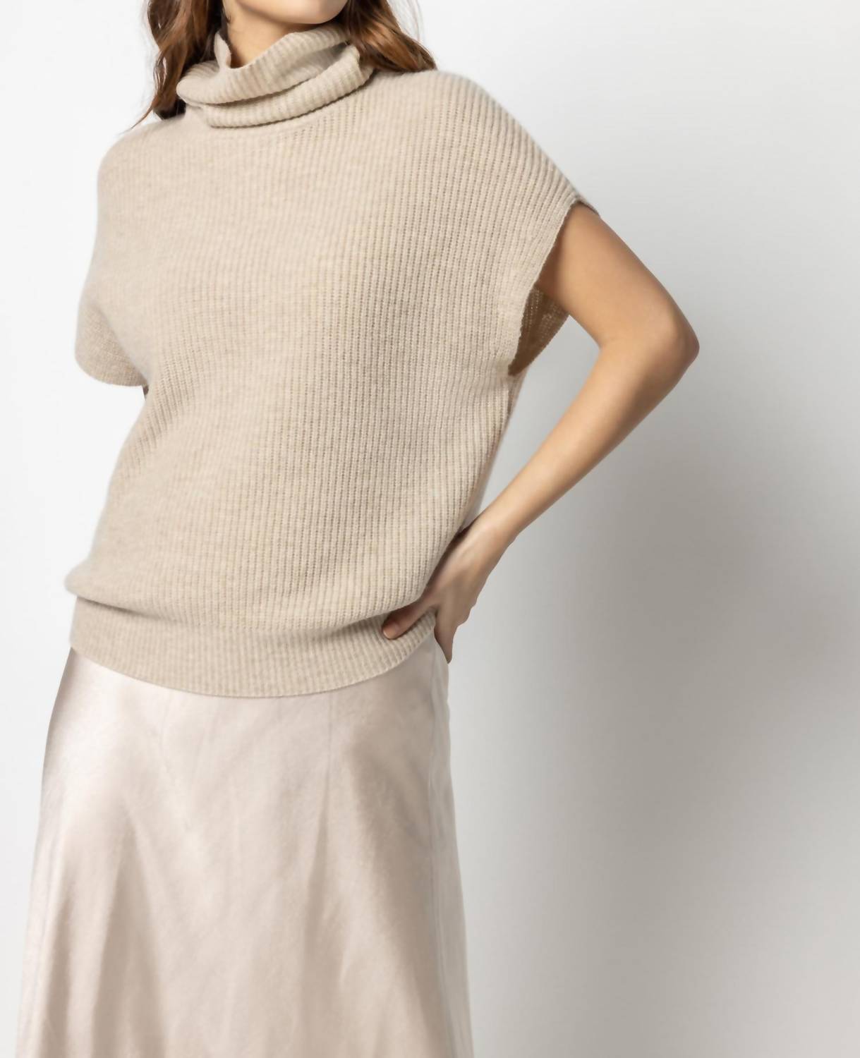 Lilla P - Cashmere Blend Ribbed Turtleneck Sweater