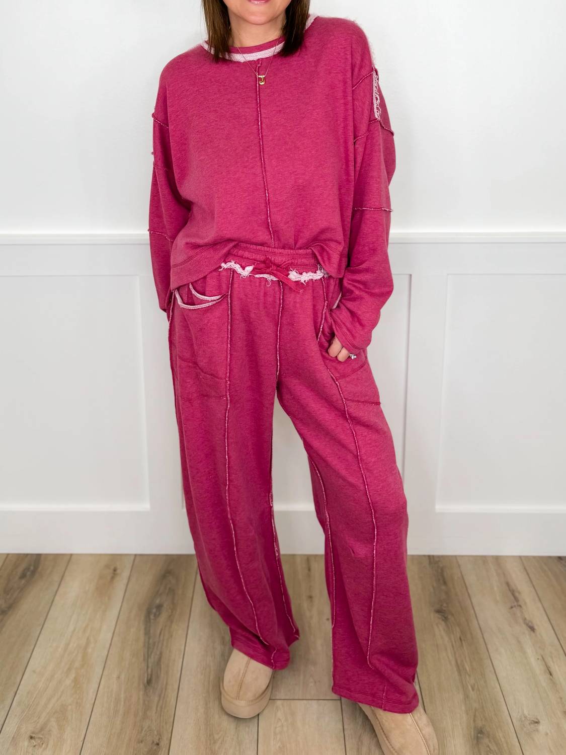 Davi & Dani - Not Thinking About You High-rise Cotton Blend Wide Leg Set