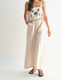 Camellia - Embroidered Jumpsuit With Unique Scalloped Edge