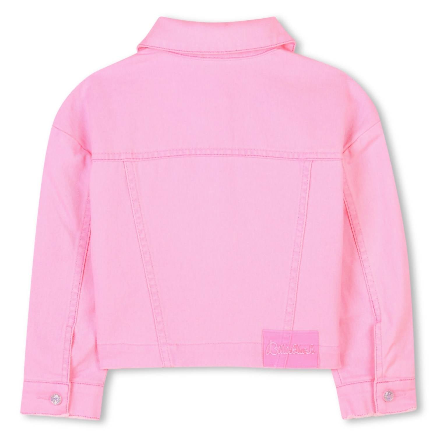 Billieblush Girl's Long Sleeve Jean Jacket in pink denim - kids' jacket - alternate view