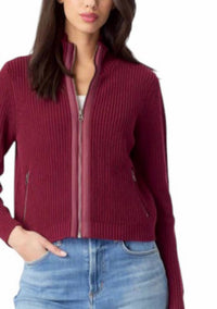 J. Society - Nylon Trim Zip Front Shaker Cardigan