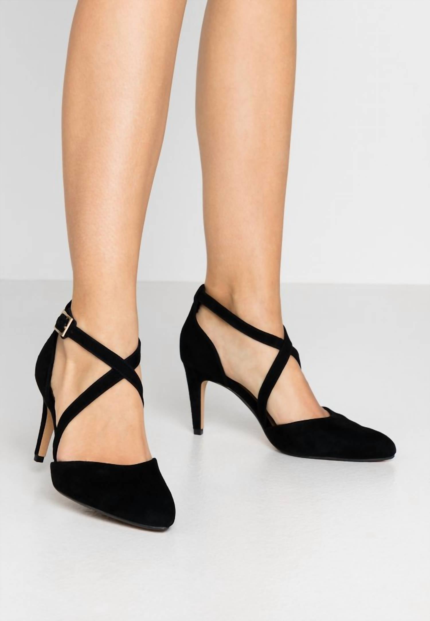 Clarks Women's Laina 85 Cross Heels in black suede - women's heels - view 8