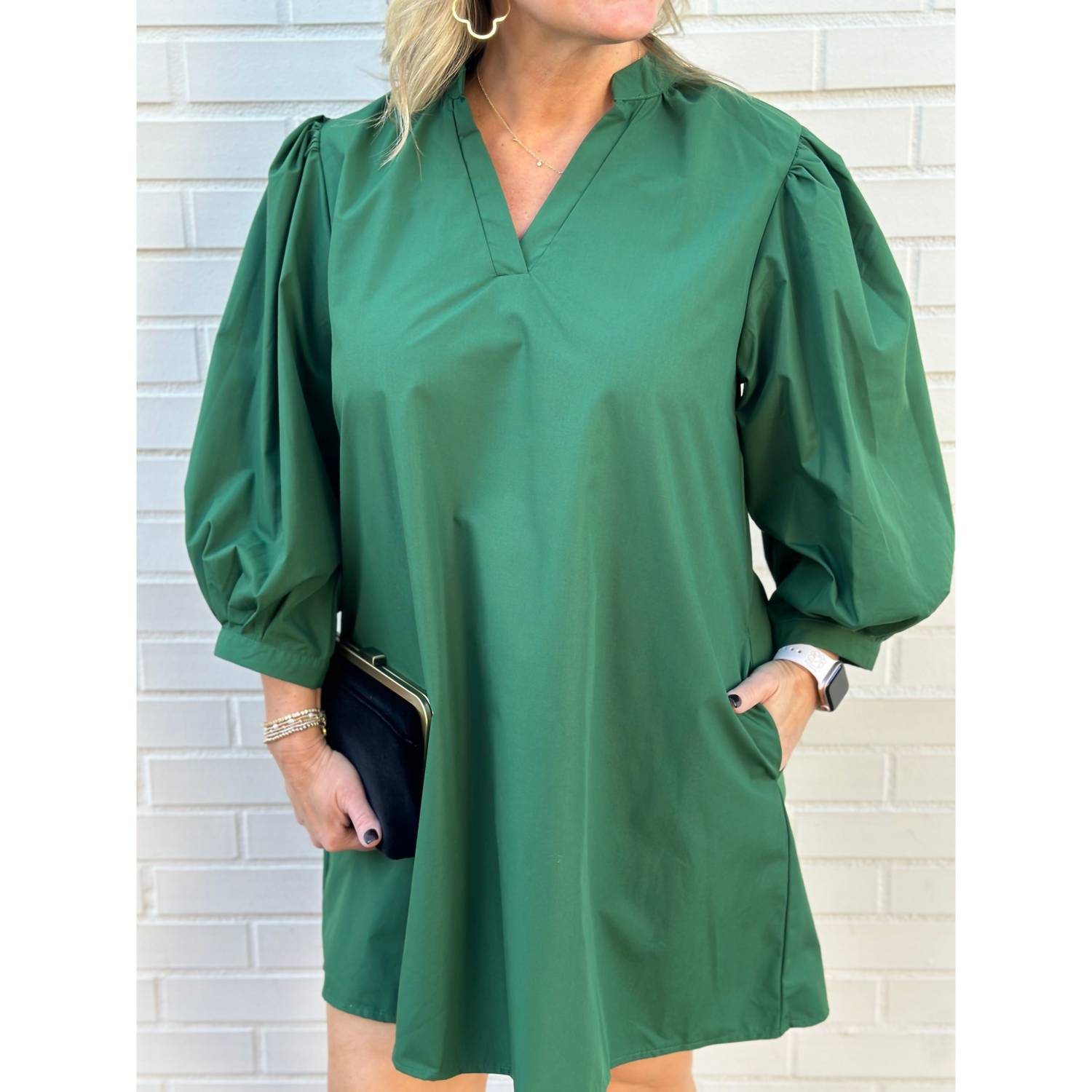 Entro - Kiley V-neck Puff Sleeve Mini Dress
