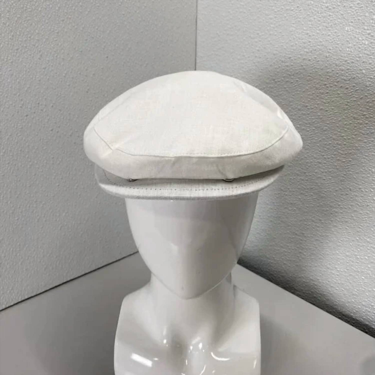 Capas Headwear Men’s Linen Newsboy Hat in white - men's hat