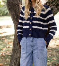 Marea - Striped Cable Cardigan