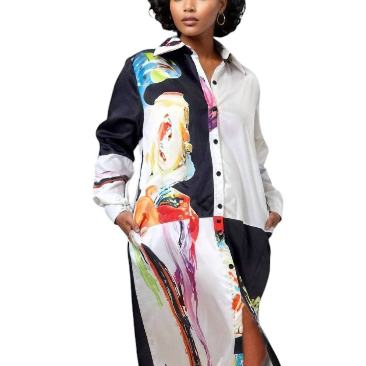 N By Nancy - Long Cuffed Button-down Dress