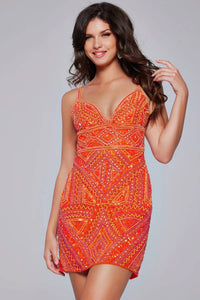 Jovani - Vibrant Beaded Mini Dress