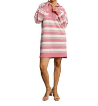 umgee Stripe Half Zip Dress in mauve - women's dress