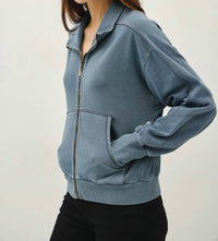 be cool Hillary Acid Wash Zip Sweatshirt in teal - women's top - view 4