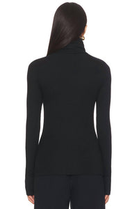 SPLITS59 Lennon Rib Turtleneck Top in black - women's long sleeve top - alternate view