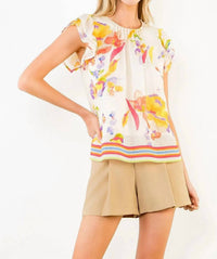 Thml - Short Ruffled Sleeve Floral Top