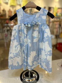 Abel & Lula Girls Floral Linen Dress in celeste - kids' dress