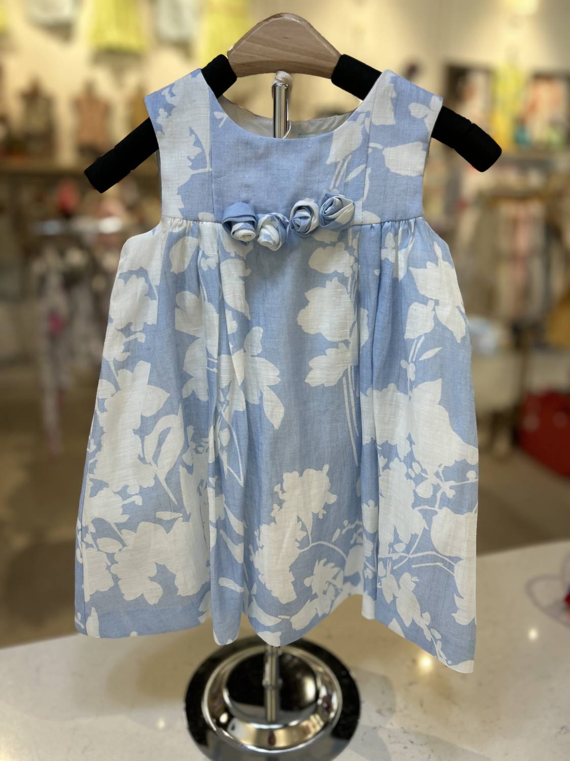 Abel & Lula Girls Floral Linen Dress in celeste - kids' dress